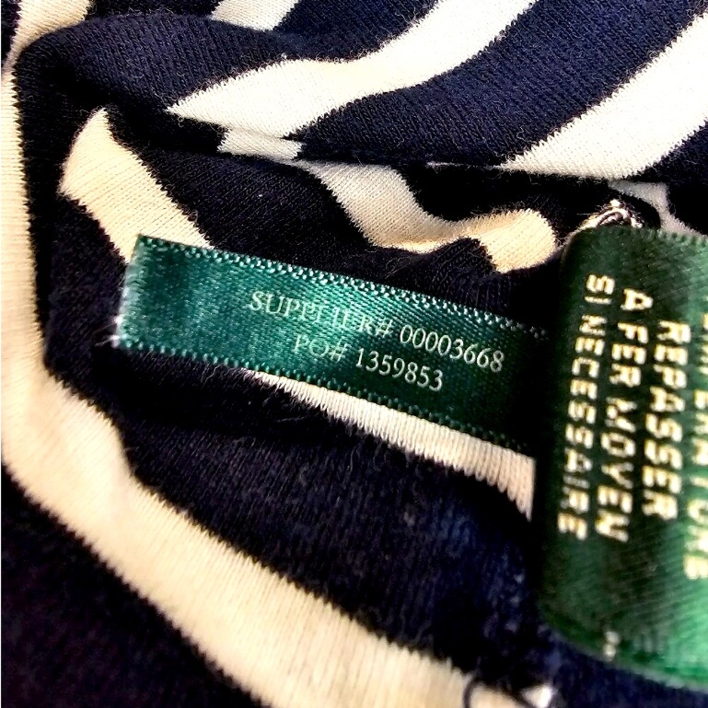 Lauren Ralph Lauren / Navy & White Striped Short Sleeved Shirt - Picture 9 of 9